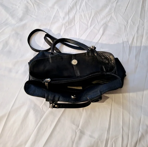 BIASIA GENIUNE LEATHER HANDBAG – CROSSBODY DARK NAVY – VINTAGE - Picture 5 of 8